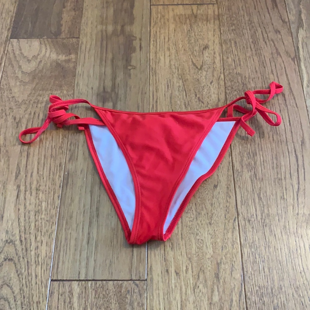 boohoo red self tie bikini bottom